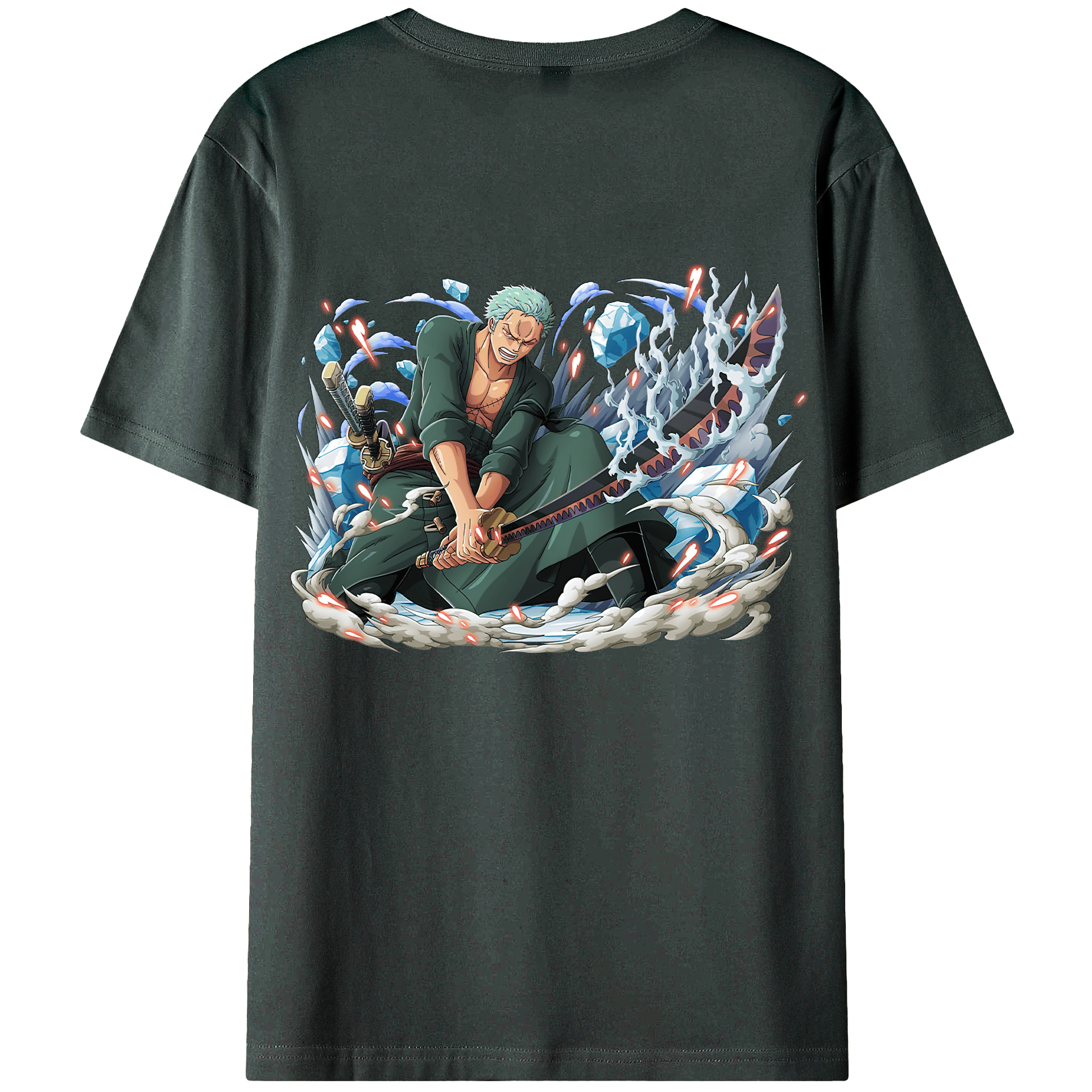 ワンピース ロロノア・ゾロ ONE PIECE Roronoa Zoro 綿100％ メンズ半袖Tシャツ（バックプリント） 通気性
